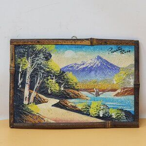 Vintage Puerto Rico Mountain Landscape 3D Picture With Bamboo Frame